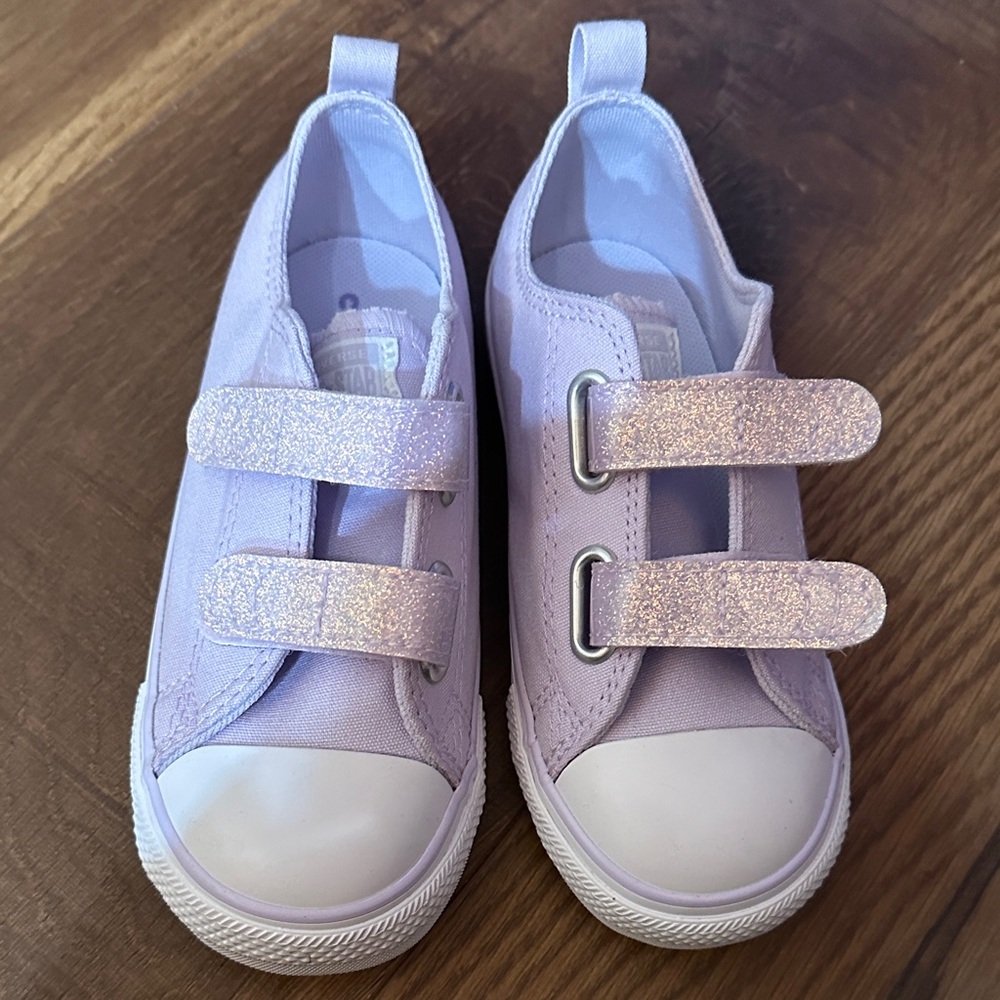 Kids Lavender Sneakers with Velcro Straps